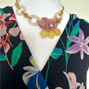 Talbots Pink and Green Sleeveless V-Neck Midi Dress